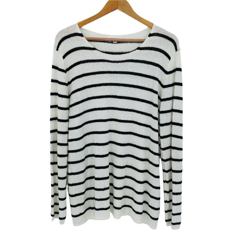 August Mist boutique striped tunic length sweater with patch elbows size xlarge